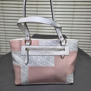 Liz Claiborne Pink and White Tote Bag